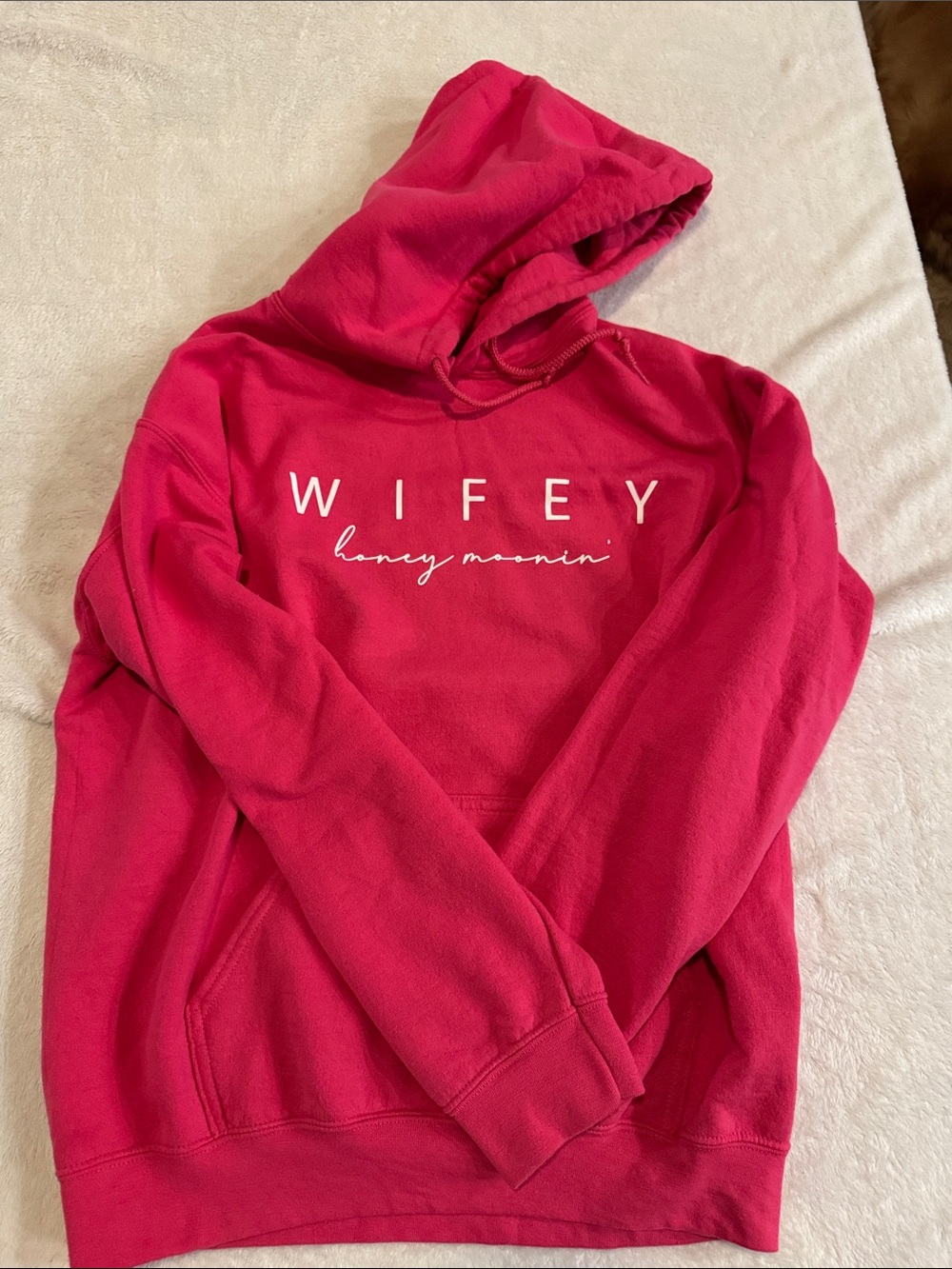 Wifey Honey Moonin' Hot Pink Hoodie Sweatshirt